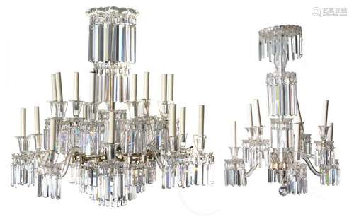 An imposing cut glass wate***ll chandelier, H 103 …