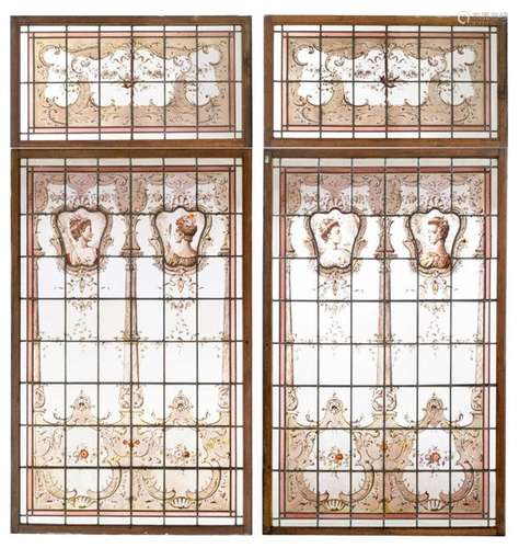 Four Belle Epoque stained glass windows, originati…