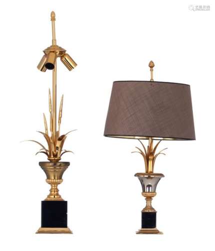 Two gilt brass reed decorated vintage lamps by Mai…