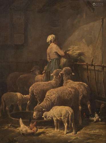 De Beul Fr., the sheepstable, oil on canvas, 34 x …