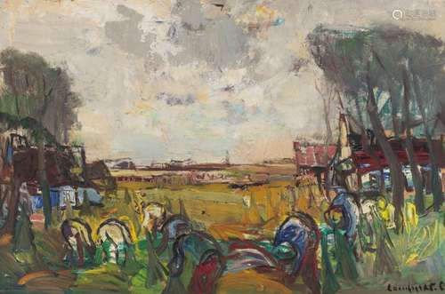 Lambrecht C., The harvest, oil on wood, 89 x 59 cm