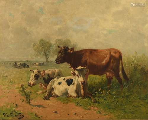 Schouten H., resting cows, oil on canvas, 80 x 100…