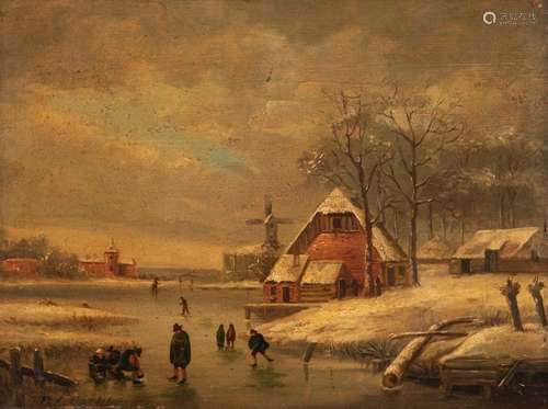 Koekkoek B.C., ice skaters in a winter landscape, …