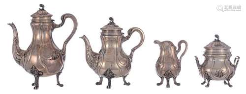 A Rococo style four piece silver coffee and tea se…