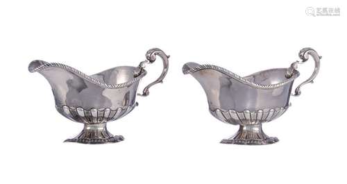 A pair of Neoclassical silver sauce boats, hallmar…