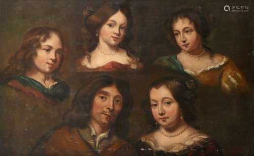 Flemish School c.1700. Portrait studies of five si…