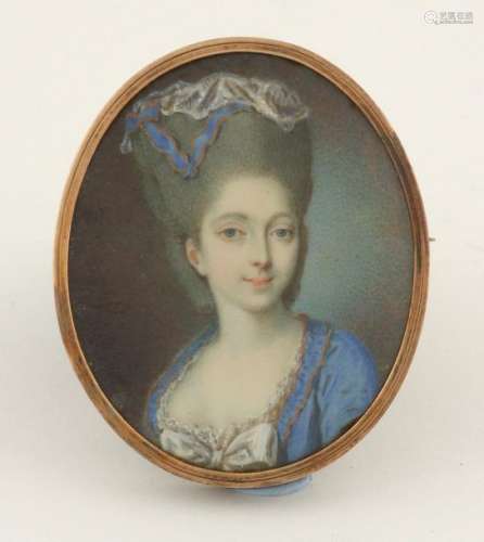 Λ French School 18th Century. Miniature portrait …