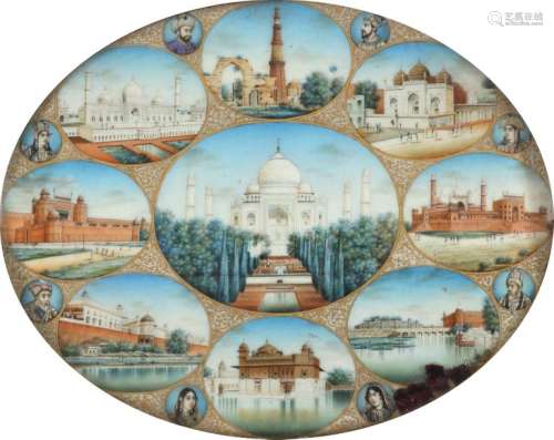 Λ Indian School. The Taj Mahal surrounded by roun…