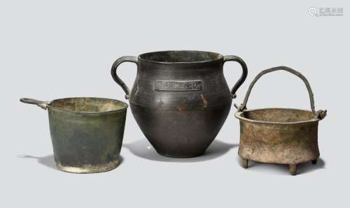 Three Roman bronze vessels. Circa 1st 3rd century …