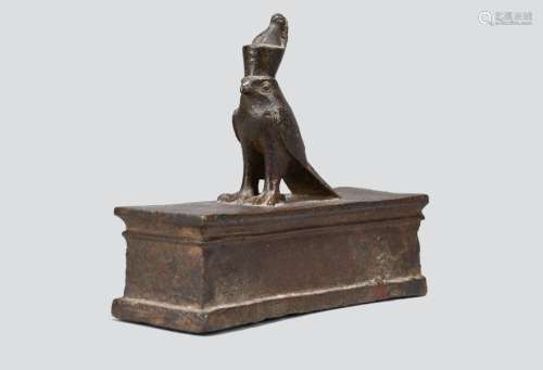 An Egyptian bronze Horus falcon sarcophagus. Late …
