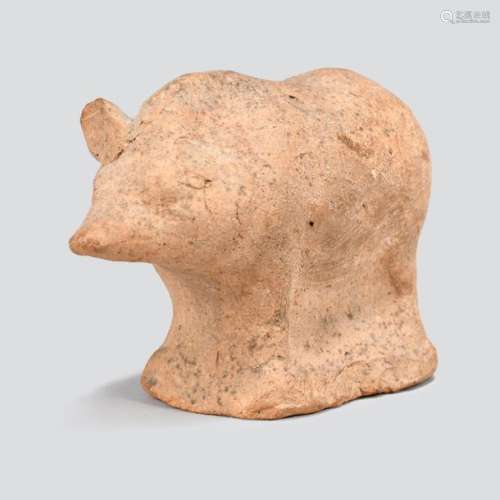 A Hellenistic pottery wild boar rattle. Circa 3rd …