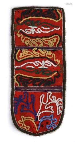 A Tlingit pouch. Northwest Coast. Cloth and colour…