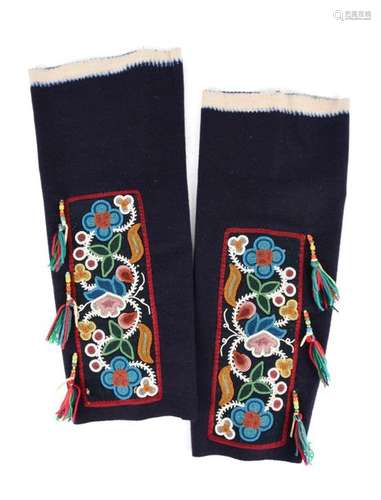 A pair of Woods Cree beaded legging panels. Canada…