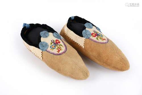 A pair of Athapaskan moccasins. Subarctic. Smoked …