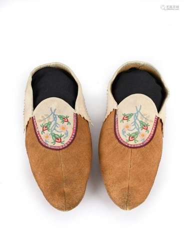 A pair of Athapaskan moccasins. Subarctic. Smoked …