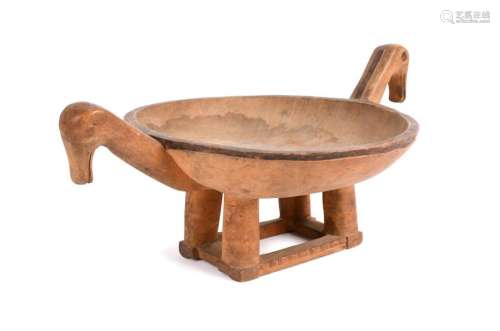 A Madagascar zoomorphic bowl. Oval with a pierced …