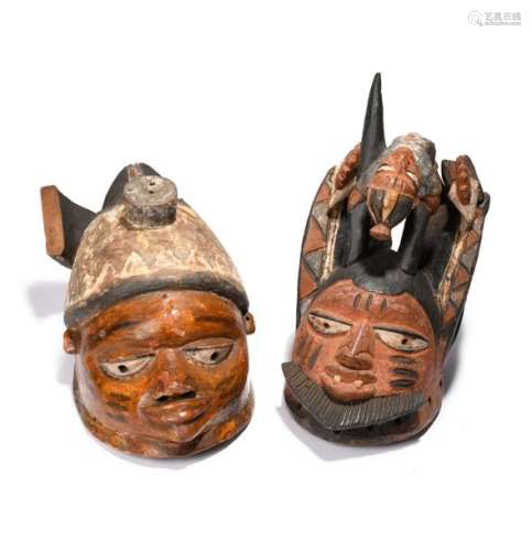 A Yoruba gelede mask. Nigeria. With a tied head sc…
