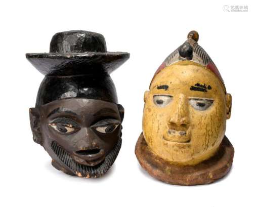 Two Yoruba masks. Nigeria. Gelede and egungun, wit…