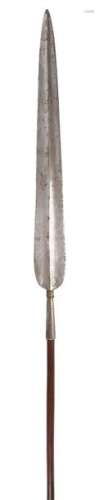 A Maasai spear. Kenya. Iron and wood,. 200cm long.