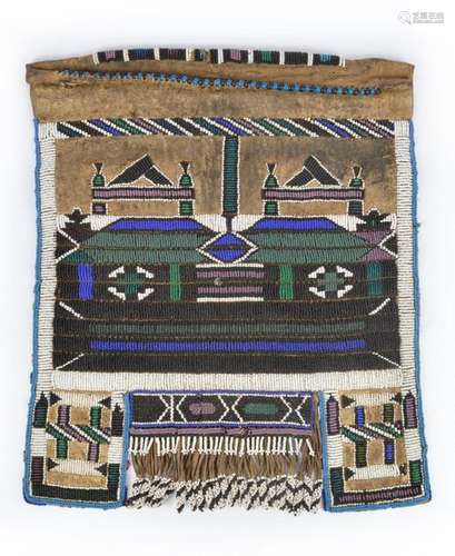 A Ndebele beaded apron mapoto. South Africa. Leath…