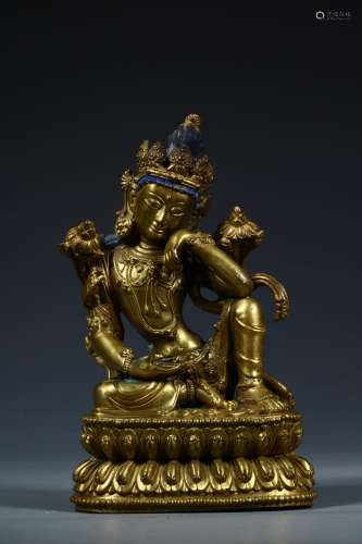 A CHINESE GILD COPPER TARA STATUE