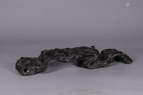 ZITAN WOOD CARVED 'WATER' BRUSH REST