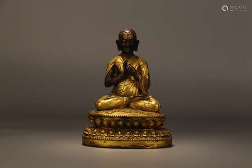 GILT BRONZE CAST 'GURU' SEATED FIGURE