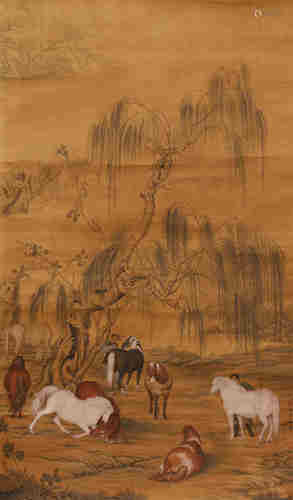 A CHINESE EIGHT HORSE PAINTING, LANG SHININ***ARK