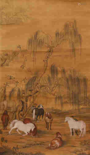 A CHINESE EIGHT HORSE PAINTING, LANG SHININ***ARK
