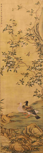 A CHINESE FLOWER&BIRDS PAINTING, BIAN JINGZHAO MARK