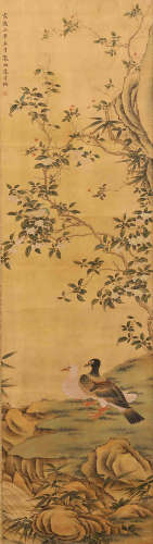 A CHINESE FLOWER&BIRDS PAINTING, BIAN JINGZHAO MARK