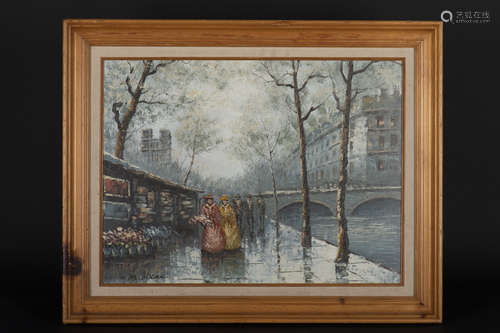 M. BLAKE FRAMED PAINTING 'CITY SCENERY'