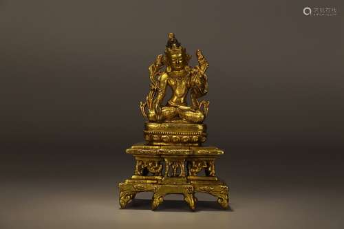 GILT BRONZE CAST 'TARA' SEATED FIGURE