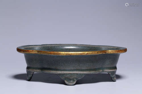 GE WARE AND GILT CELADON GLAZED WASHER