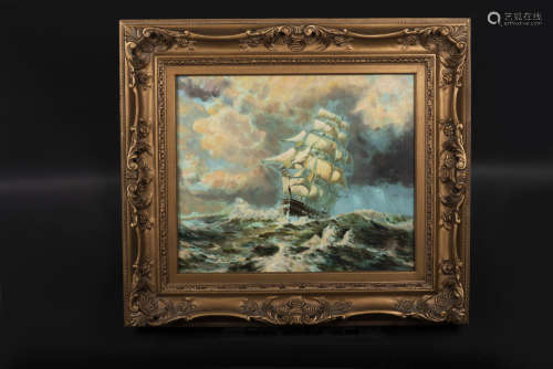 WESTERN FRAMED OIL PAINTING 'SAILBOAT'