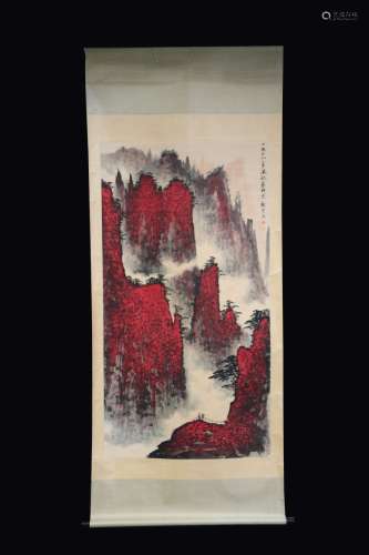 WEI ZIXI: INK AND COLOR ON PAPER PAINTING 'LANDSCAPE SCENERY'
