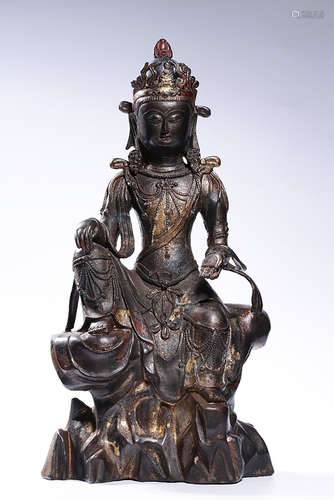 GILT BRONZE AND CAST 'AVALOKITESHVARA' SEATED FIGURE