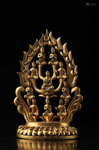 A CHINESE GILD COPPER BUDDHA STATUE