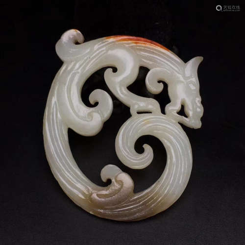 A CHINESE HETIAN JADE DRAGON PATTERN CARVED PENDANT
