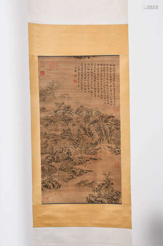 A CHINESE LANDSCAPE PAINTING SCROLL, EMPEROR QIANLON***ARK