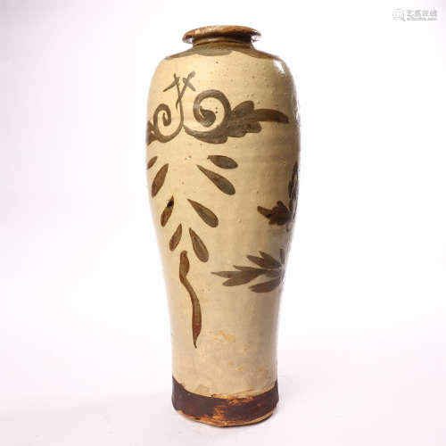 Xixia white glaze black flower plum vase