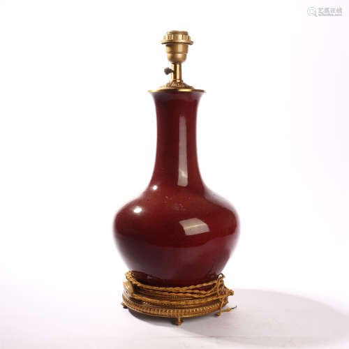 Qianlong red glaze celestial sphere vase
