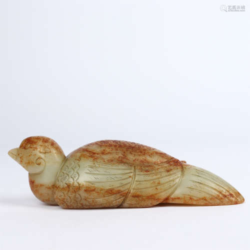 Jade carved quail ornaments in Hetian of Ming Dynasty