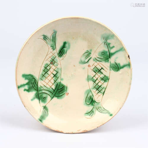 Liao Dynasty three color double fish decorative plate