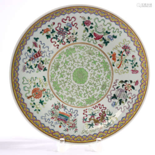Qingguangxu famille rose eight treasures decorative plate