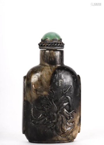 CHINESE CARVED SOAP STONE SNUFF BOTTLE