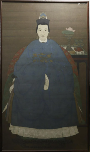 (19th c) CHINESE ANCESTRAL PORTRAIT of a …