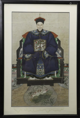 (19th c) CHINESE ANCESTRAL PORTRAIT OF AN…
