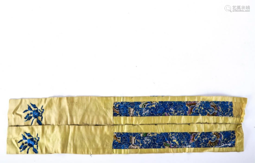 PAIR of CHINESE SILK EMBROIDERED ROBE BANDS
