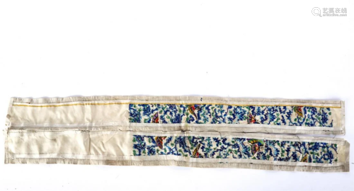 PAIR of CHINESE SILK EMBROIDERED ROBE BANDS